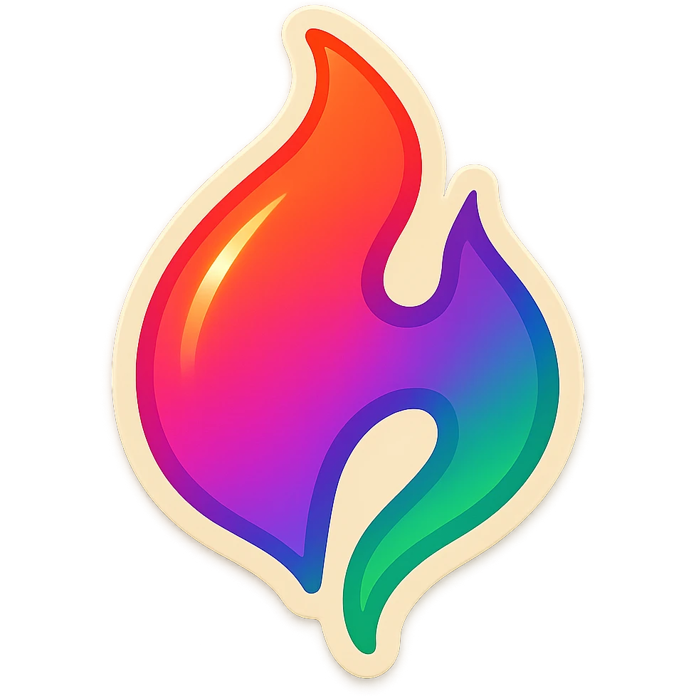 fire streak emoji, playful and modern with gradient FF4D67, 9D34FF, 10B981 gradient, vibrant, transparent background, and matching reference image emoji