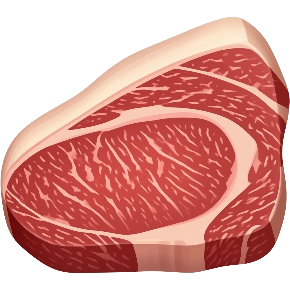 a piece of raw and thick japanese wagyu A5 with high score marble emoji