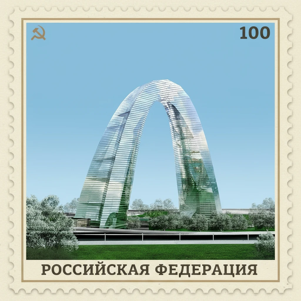 Оставь только одну эту Арку, стилизуй изображение под марку как на втором фото emoji