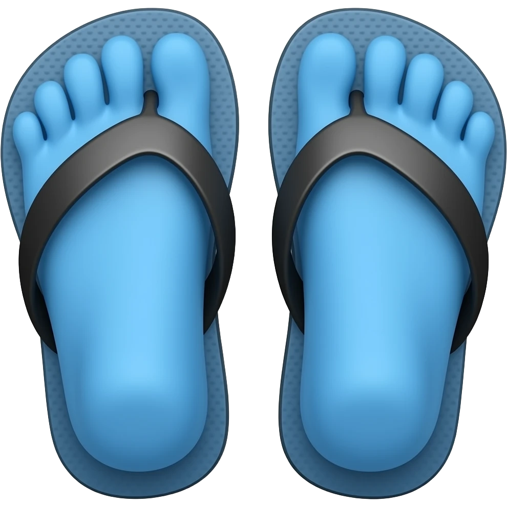 blue feet in Black flip flops emoji