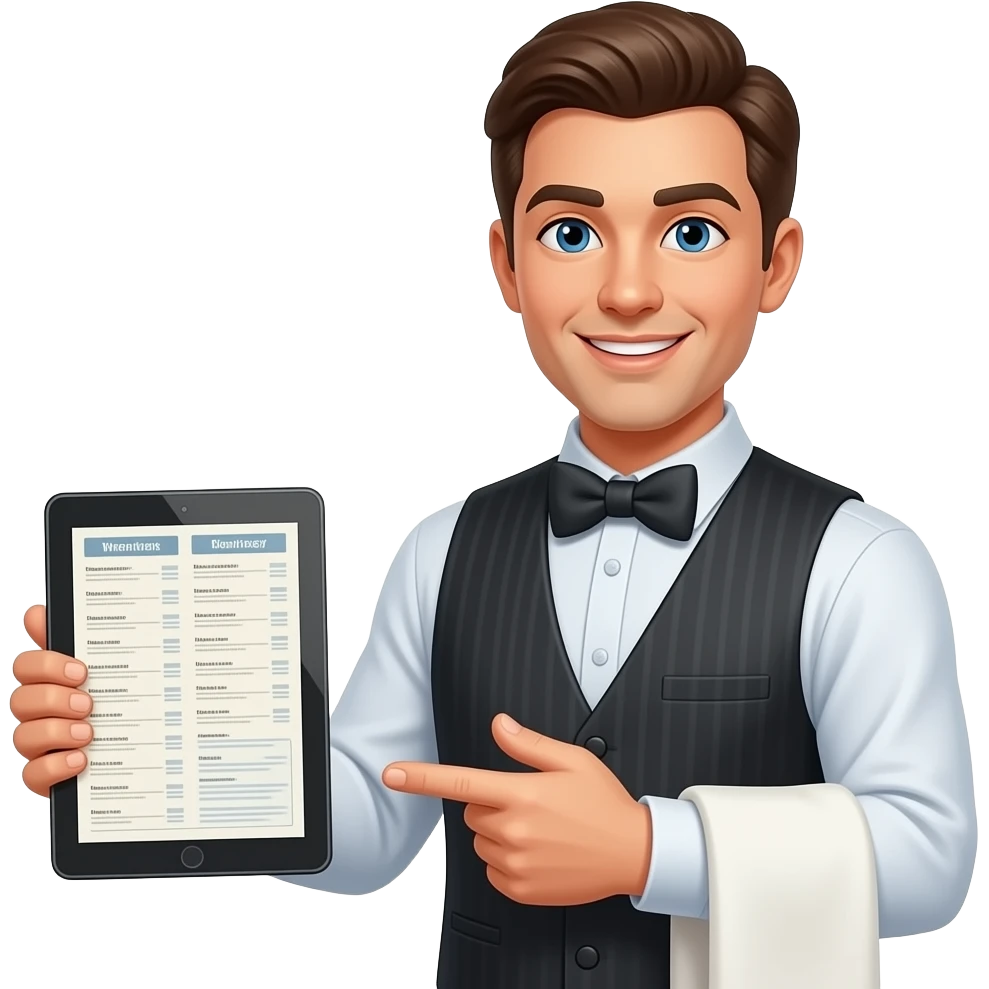 creaet a waiter for a restorent food ordering app men emoji