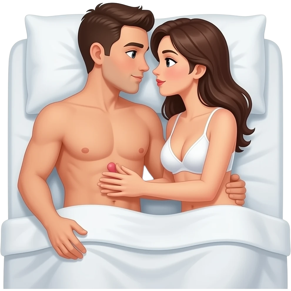 2 people having sex with all genitals visable and both are in a bed naked and the man had a penis visable and the womans boobs are visable with no top or bra and no cover what so ever emoji