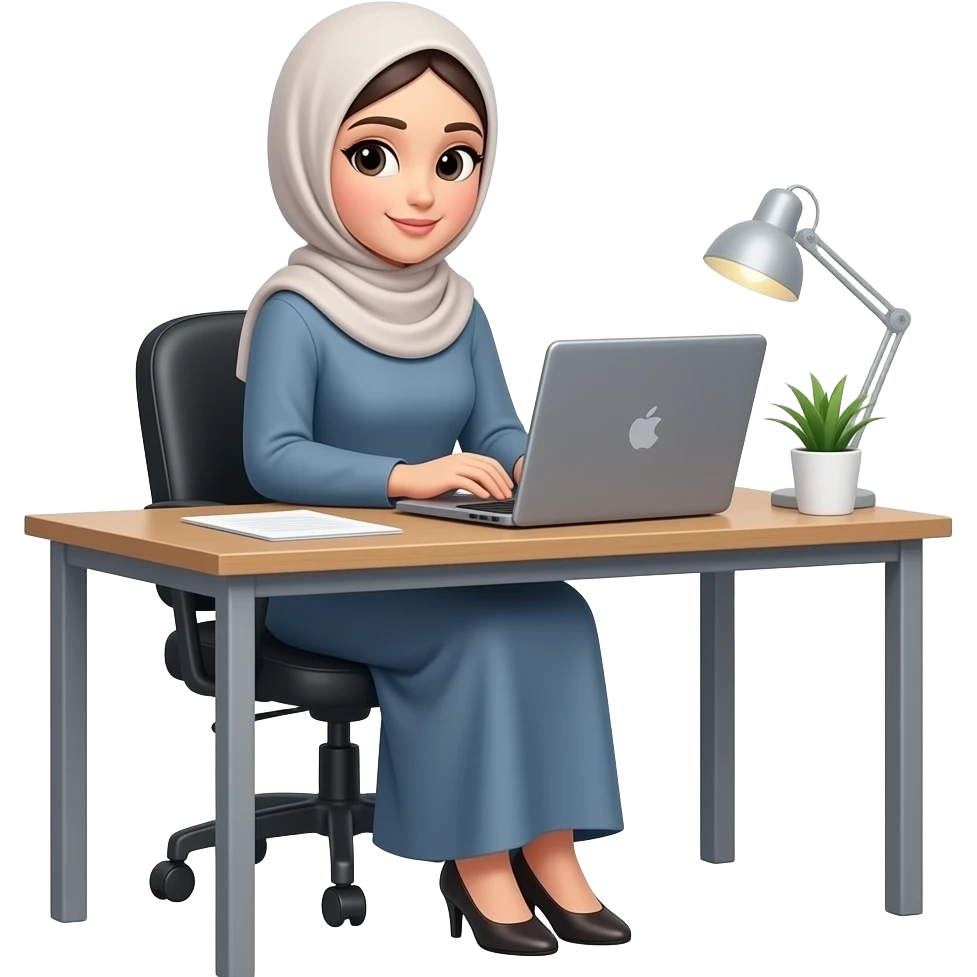 Hijabi woman + working emoji