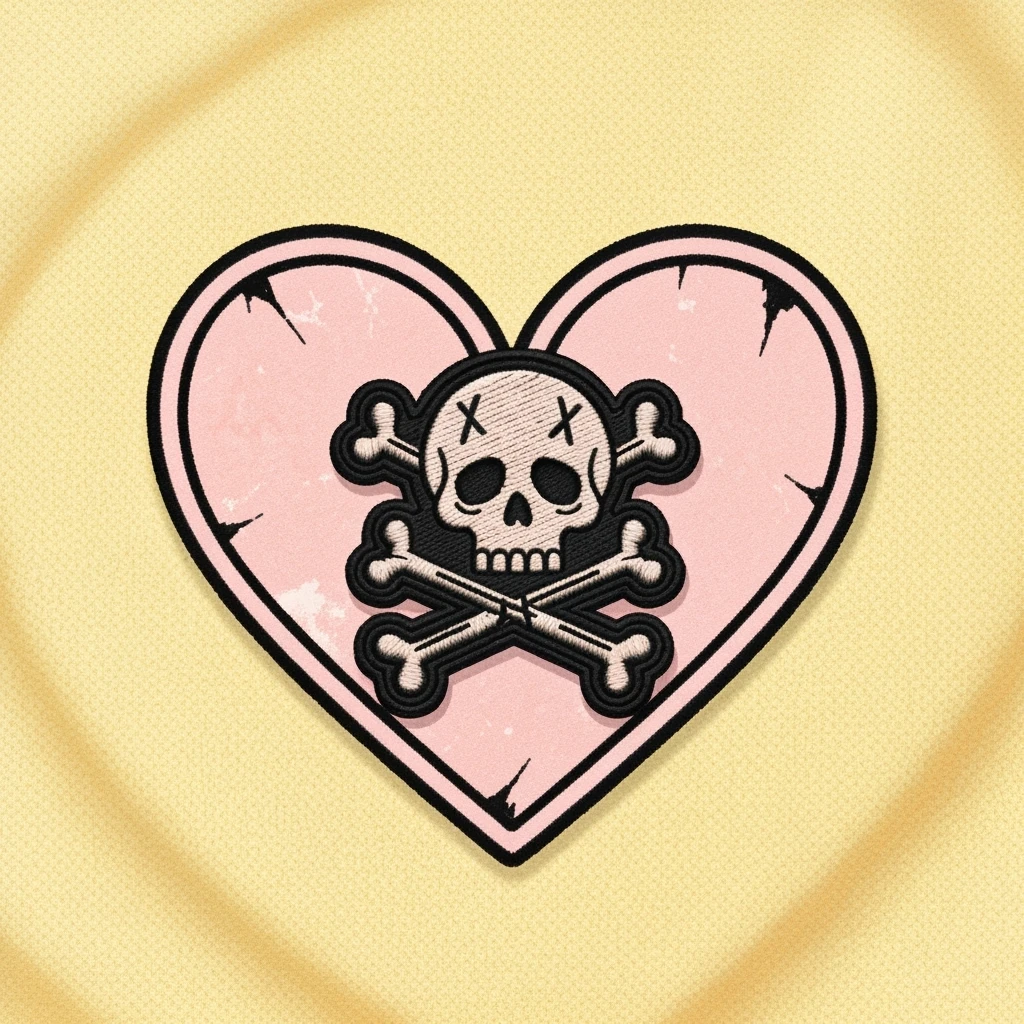 cute emo heart with a stitched patch emoji
