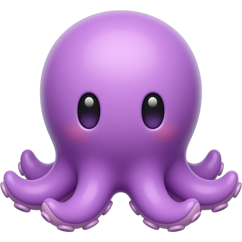 cute 3D octopus emoji, purple color, soft lighting, glossy, cartoon style, high quality, 4k emoji