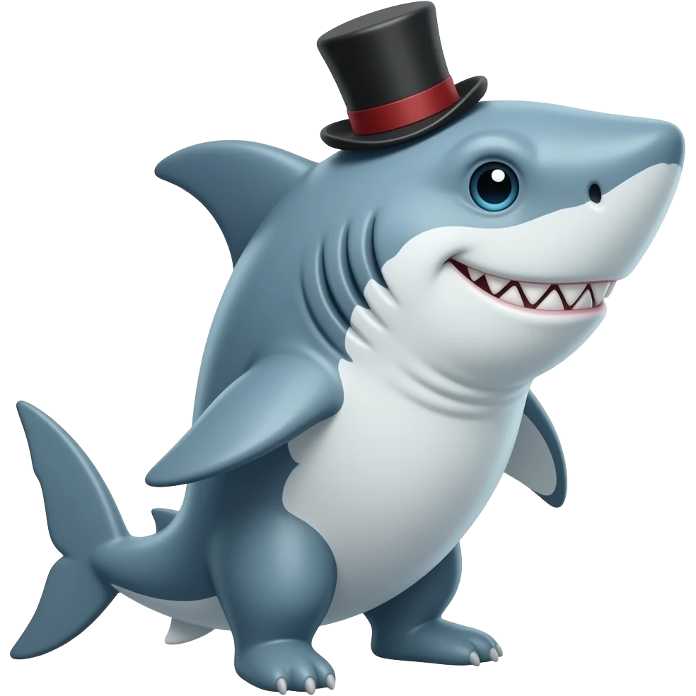 Shark with a top hat emoji