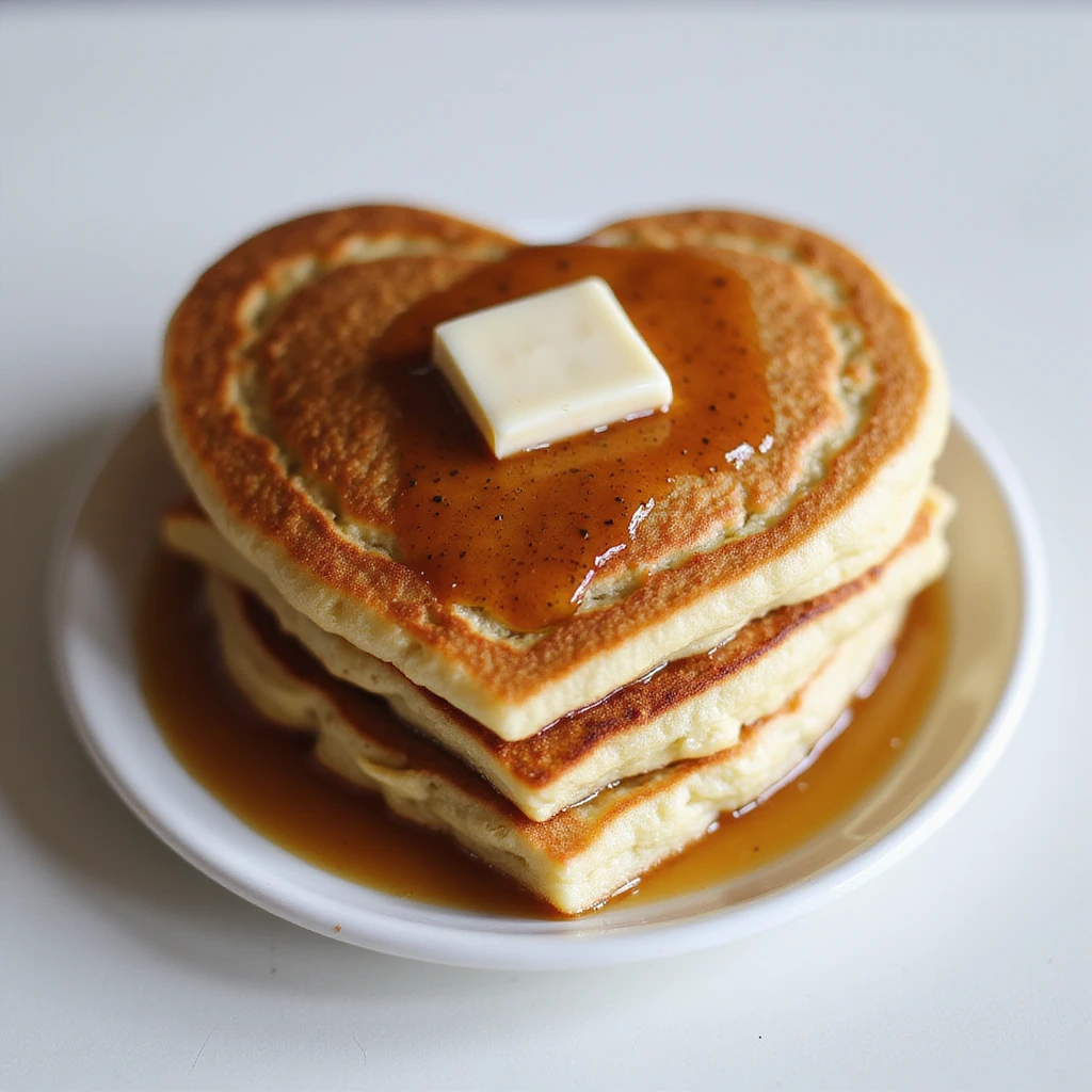 heart shaped pancakes, realistic style emoji