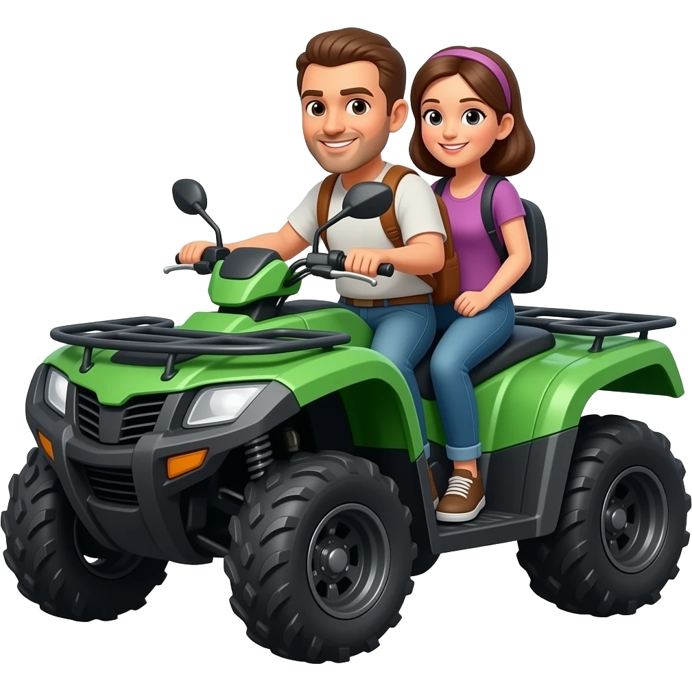 Green atv with 2 passengers emoji