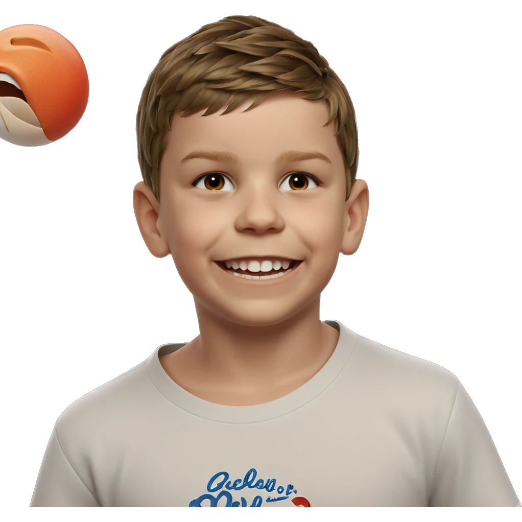 smiling boy in white shirt emoji