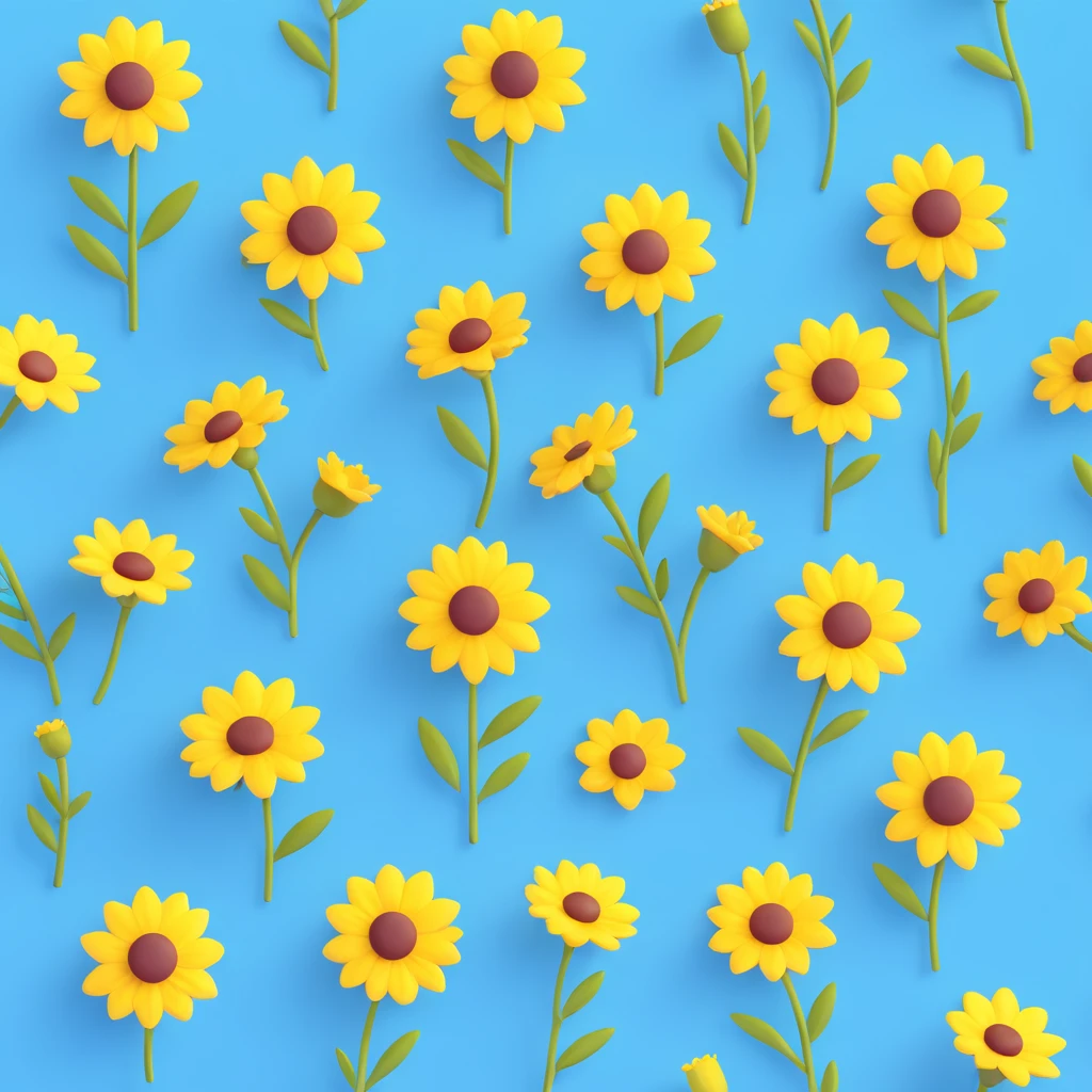 yellow wildflower, soft realistic 3D look, smooth shading, gentle background blur, inspired by iOS icon style emoji