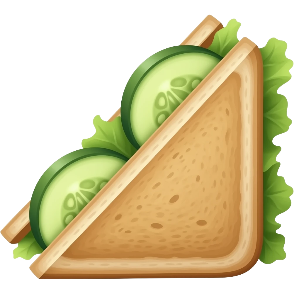 Elegant cucumber and lettuce triangle cut sandwich emoji