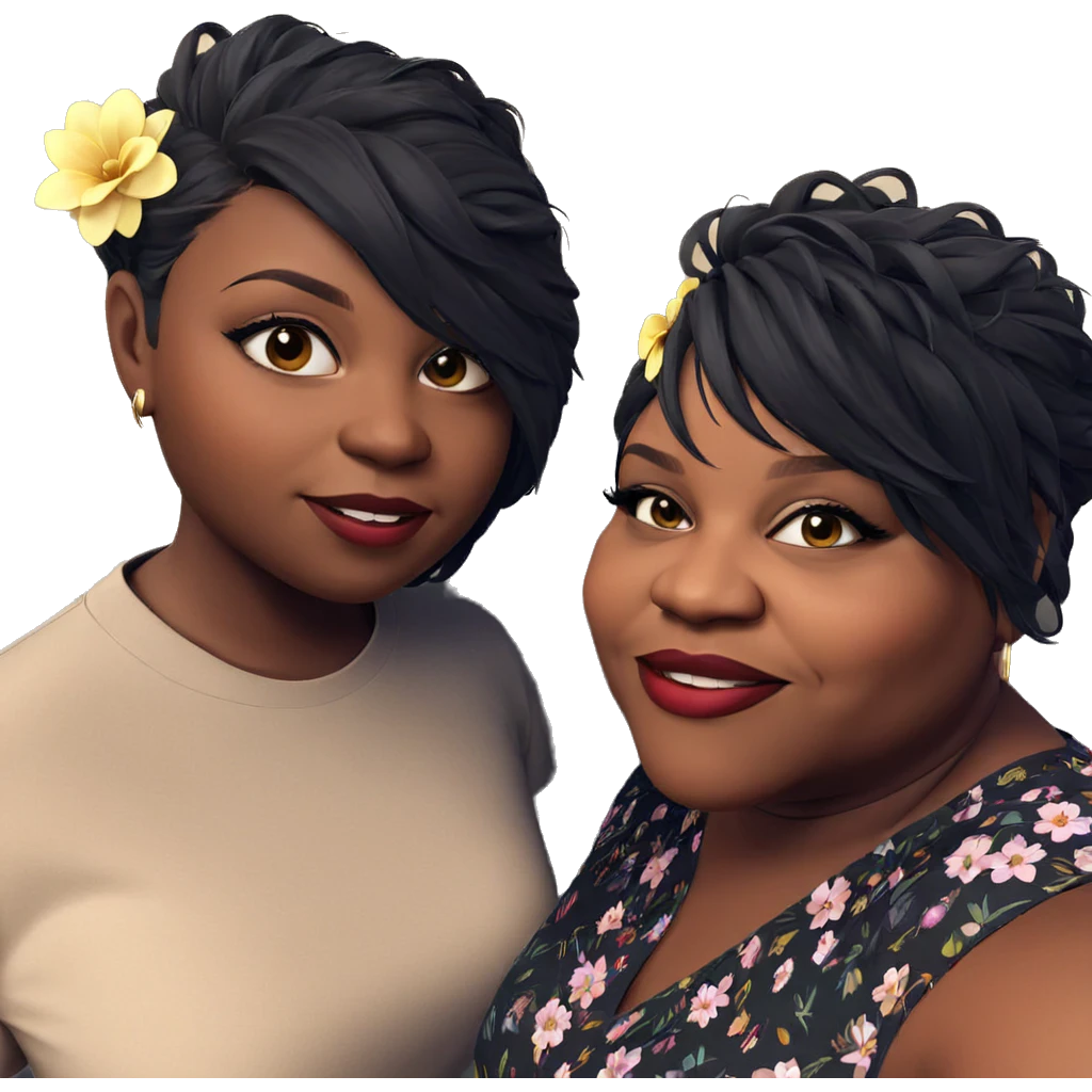 dark-skinned girls with flowers emoji