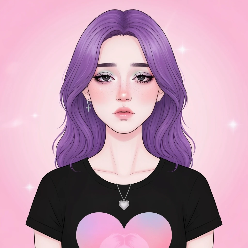 pastel emo profile picture with a heart accent, cute, expressive, minimal, variation 2 emoji