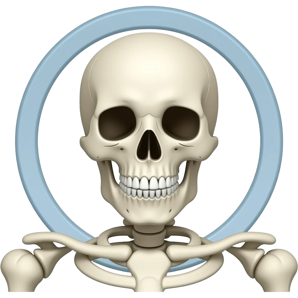 One skeleton head and shoulder with a circle and stripe symbol over it emoji