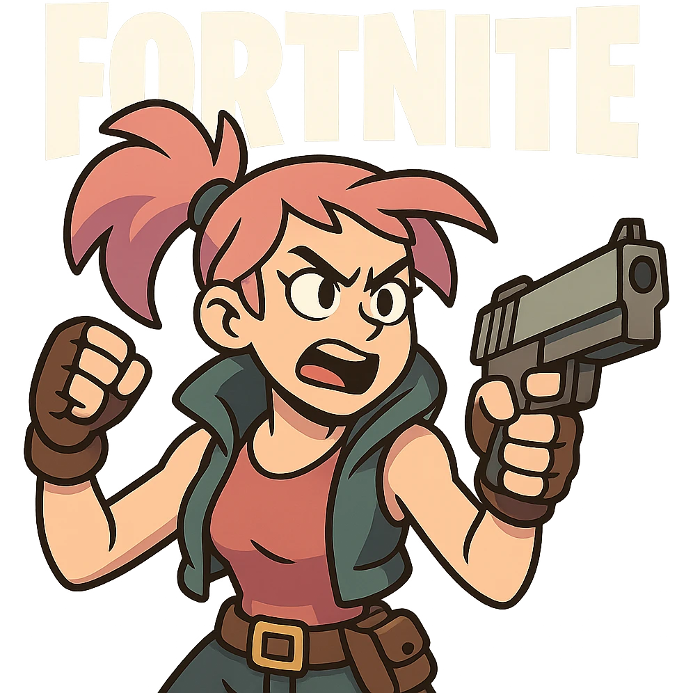 Fortnite logo, bold and dynamic, modern gaming style, high contrast, suitable for a game icon emoji