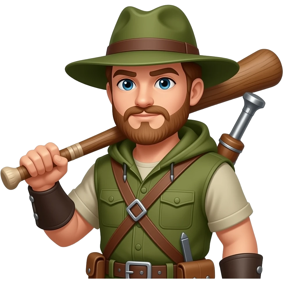 a hunter holding a club emoji