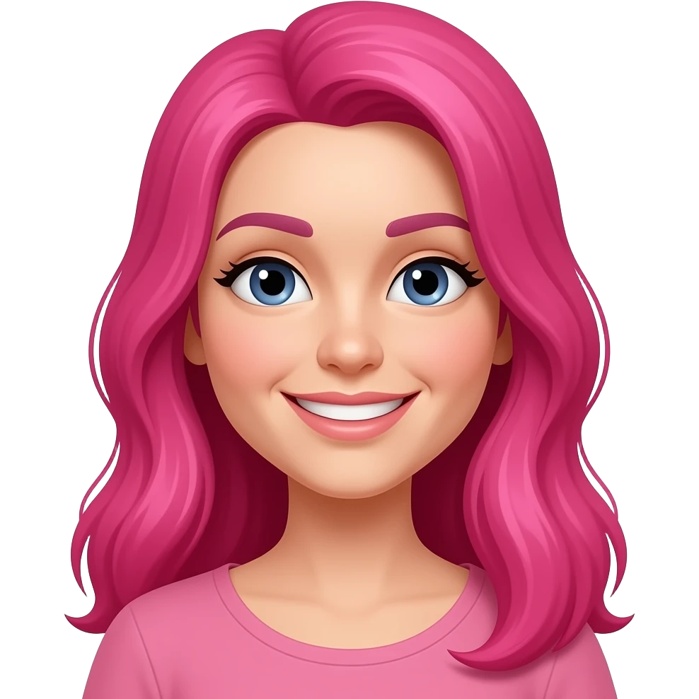 Grinning woman with pink hair emoji