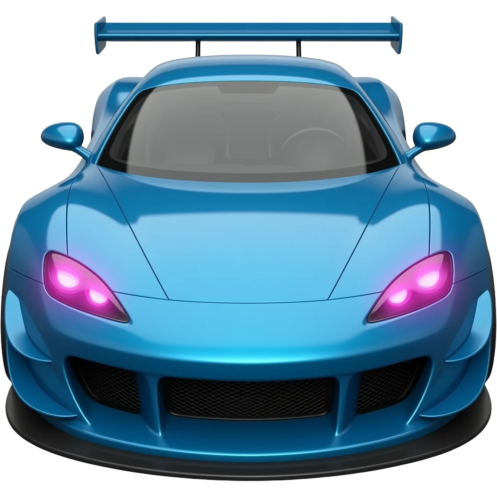 Blue race car with pink leds emoji