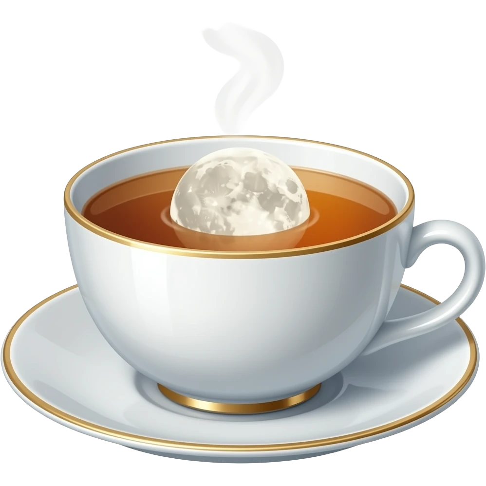 A cup of tea with a moon in the tea emoji