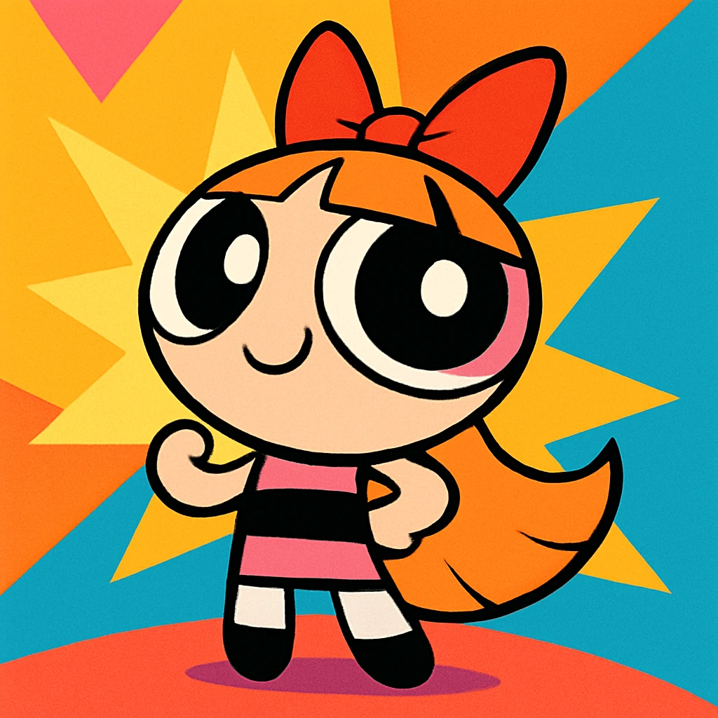 Powerpuff Girls character with a proud emotion, cartoon style, vibrant colors emoji
