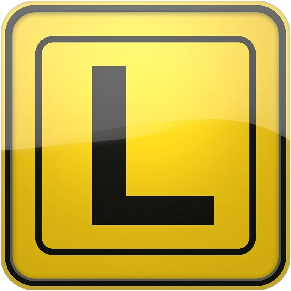 the yellow L plate for learner drivers emoji
