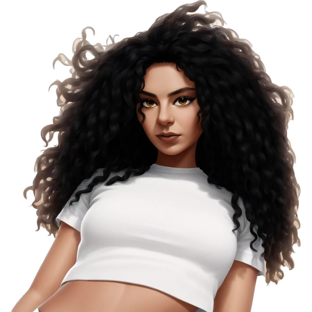 dark-skinned girl in white shirt emoji