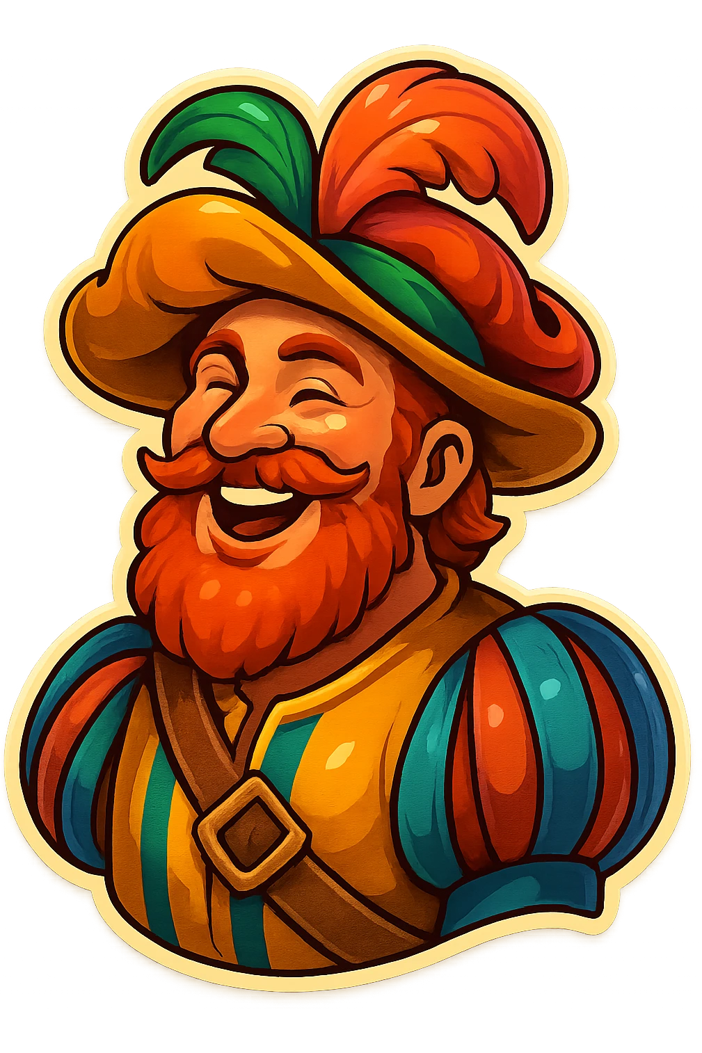 Red-bearded Landsknecht bust showing joy emoji