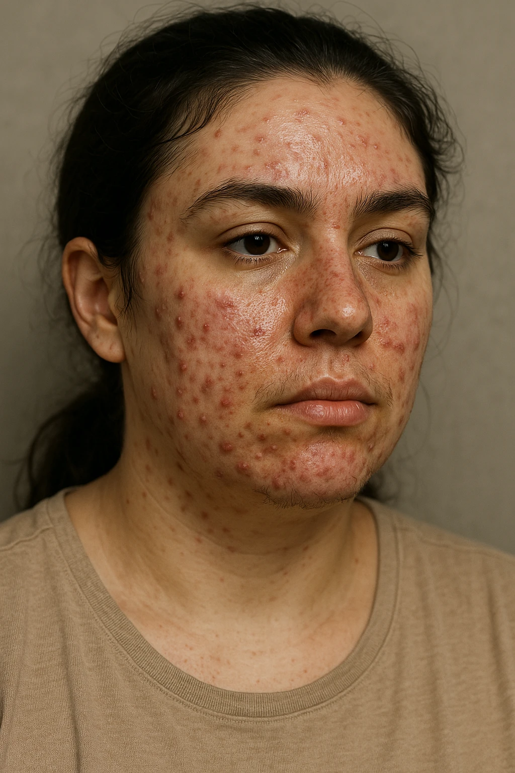 donna con acne e pelle impura per la pcos emoji