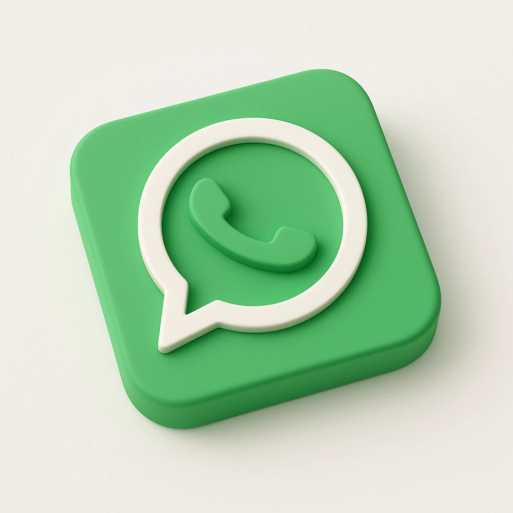 Isomorphic 3D Icon of Whatsapp, Animated, Matte, white background. High Resolution. emoji