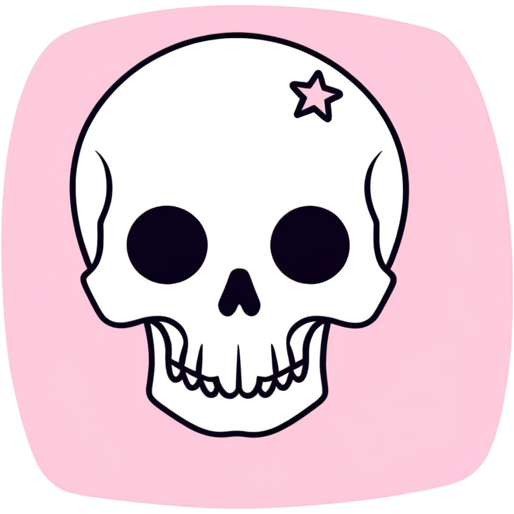 Pink y2k skull with stars  emoji