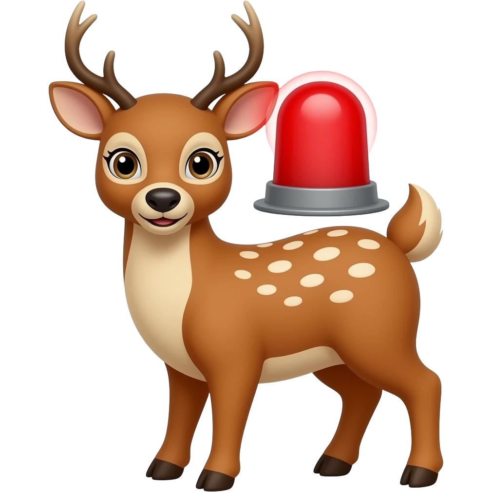 a girl deer and a red emergency siren emoji