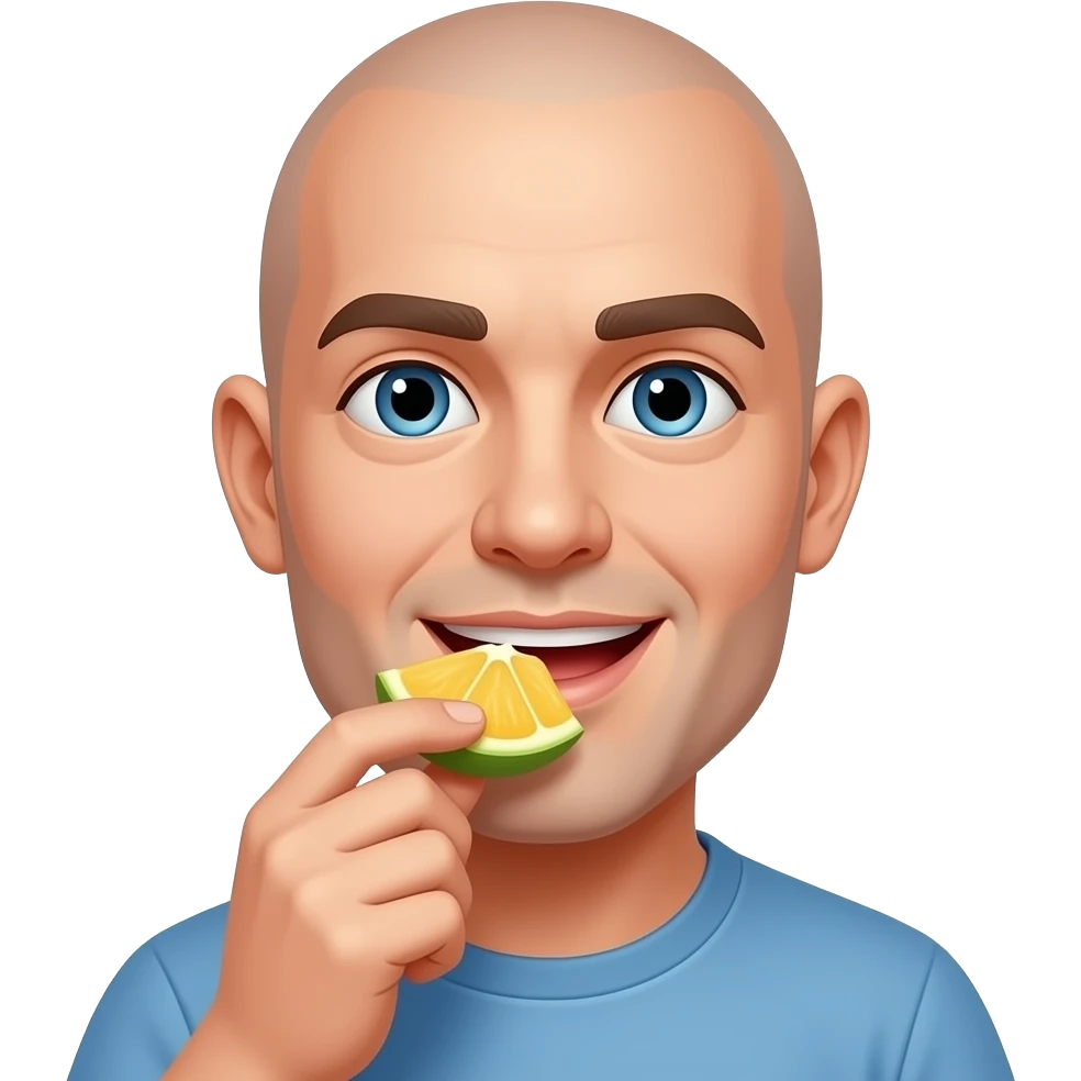 Bald man eating fruit emoji