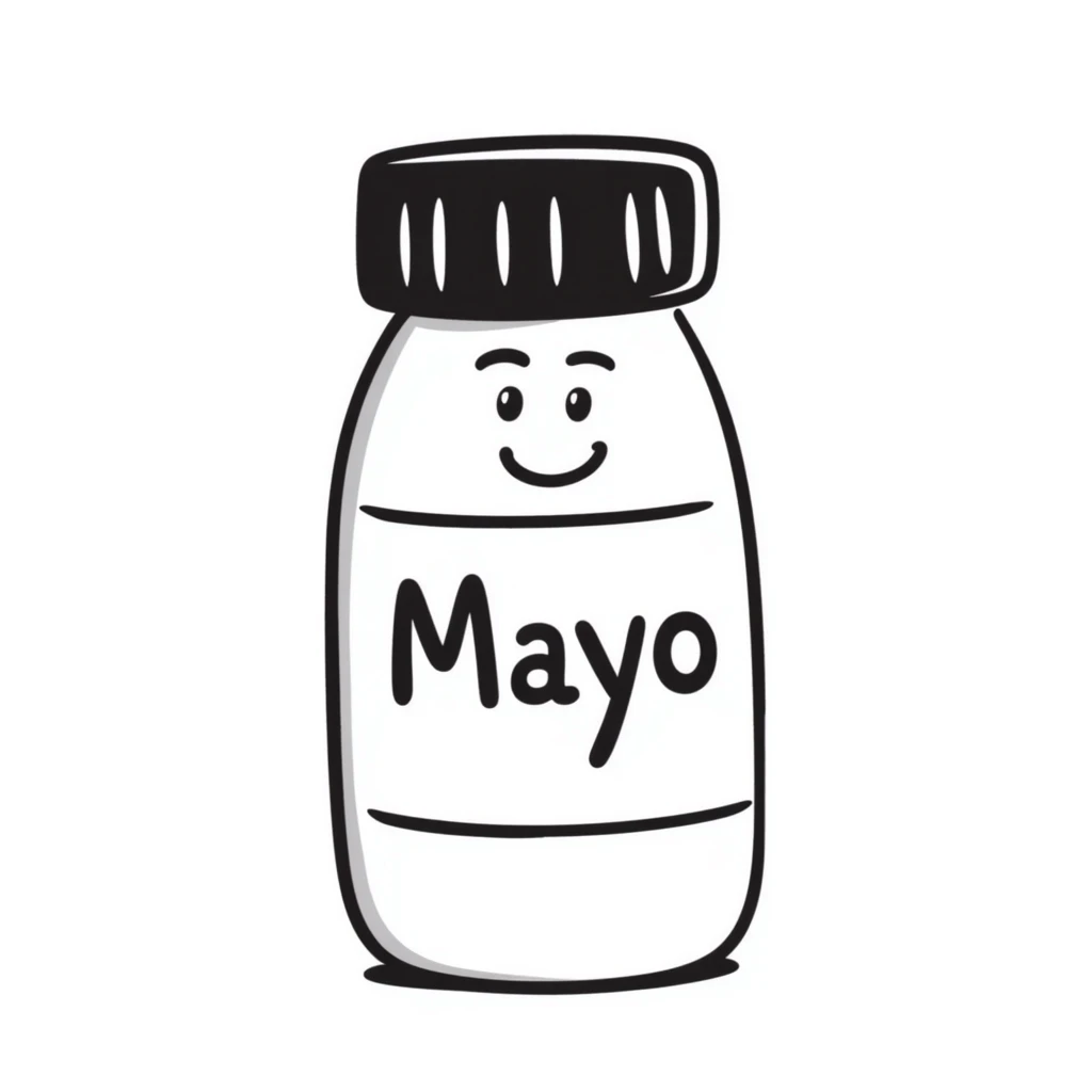 hand-drawn doodle style mayonnaise bottle emoji