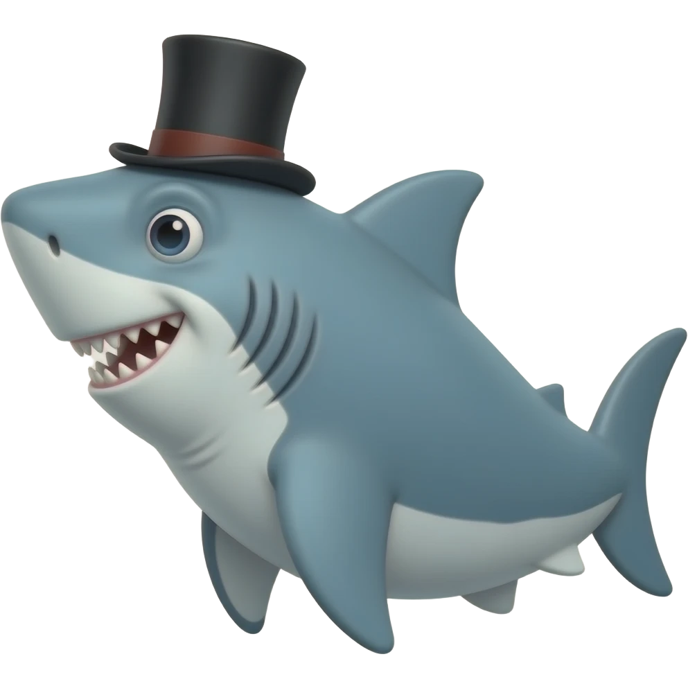 Shark with a top hat emoji