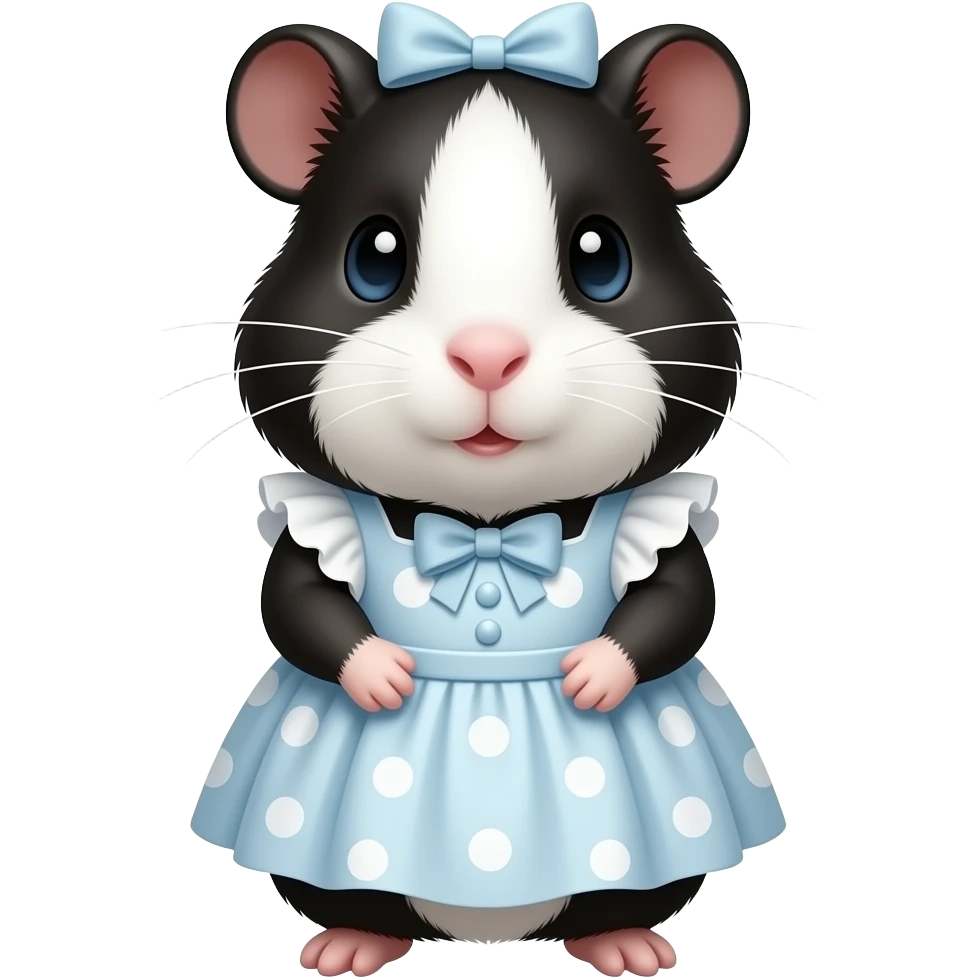 black and white guinea pig in a dress emoji