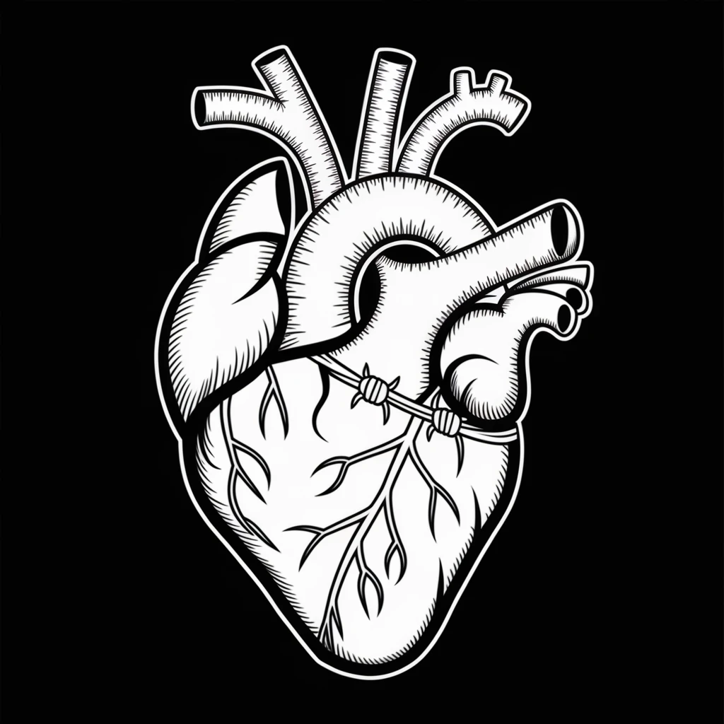 gothic heart with barbed wire emoji