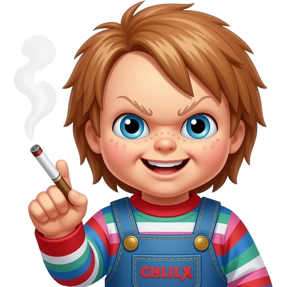Chucky with a blunt in his right hand emoji