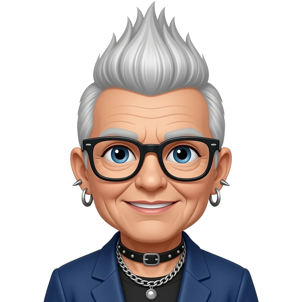 punk hair style grandma with punk glass emoji