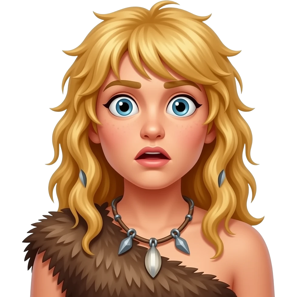 blonde cavewoman shocked emoji