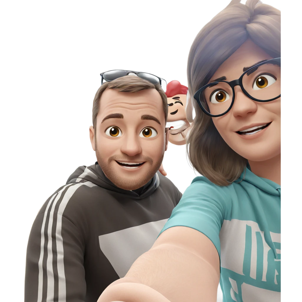happy couple selfie moment emoji
