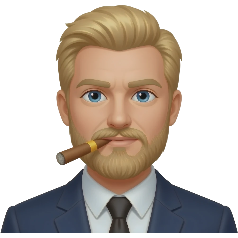 Big Blonde hair Guy with a beard, smoking a cigar emoji