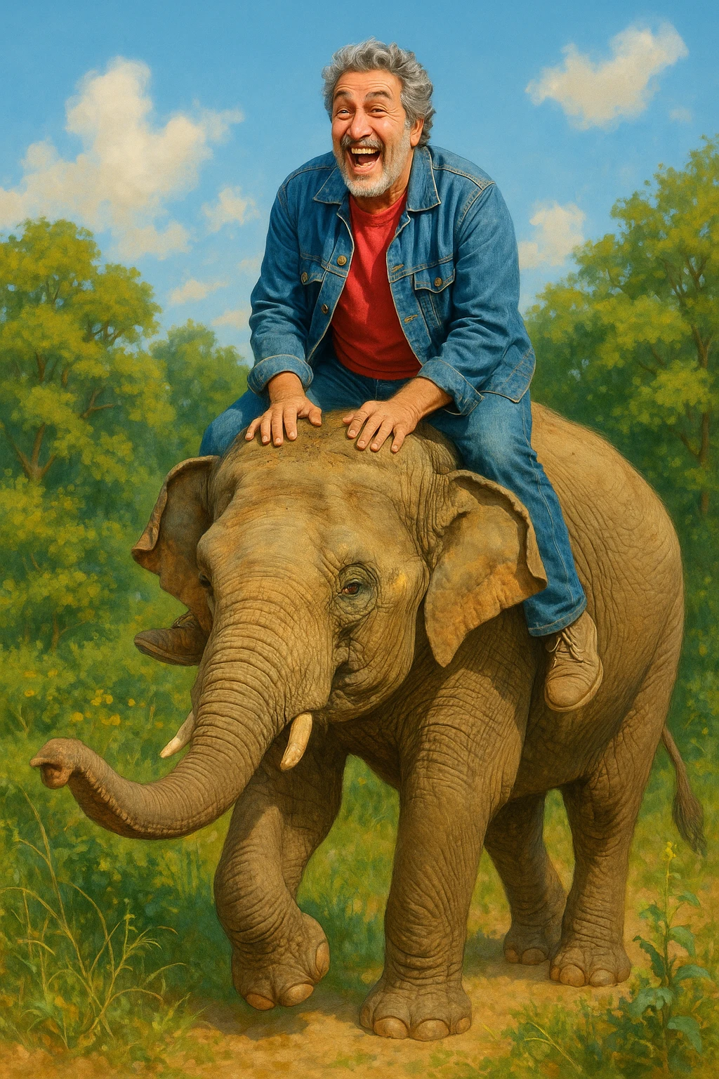Alain chabat sur un éléphant  emoji