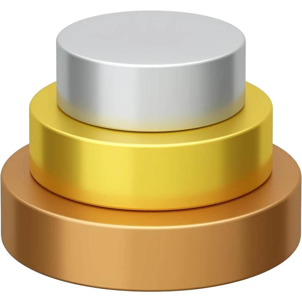 three cylinder podium ranking three seperate levels rank places silver gold bronze emoji gold in middle emoji