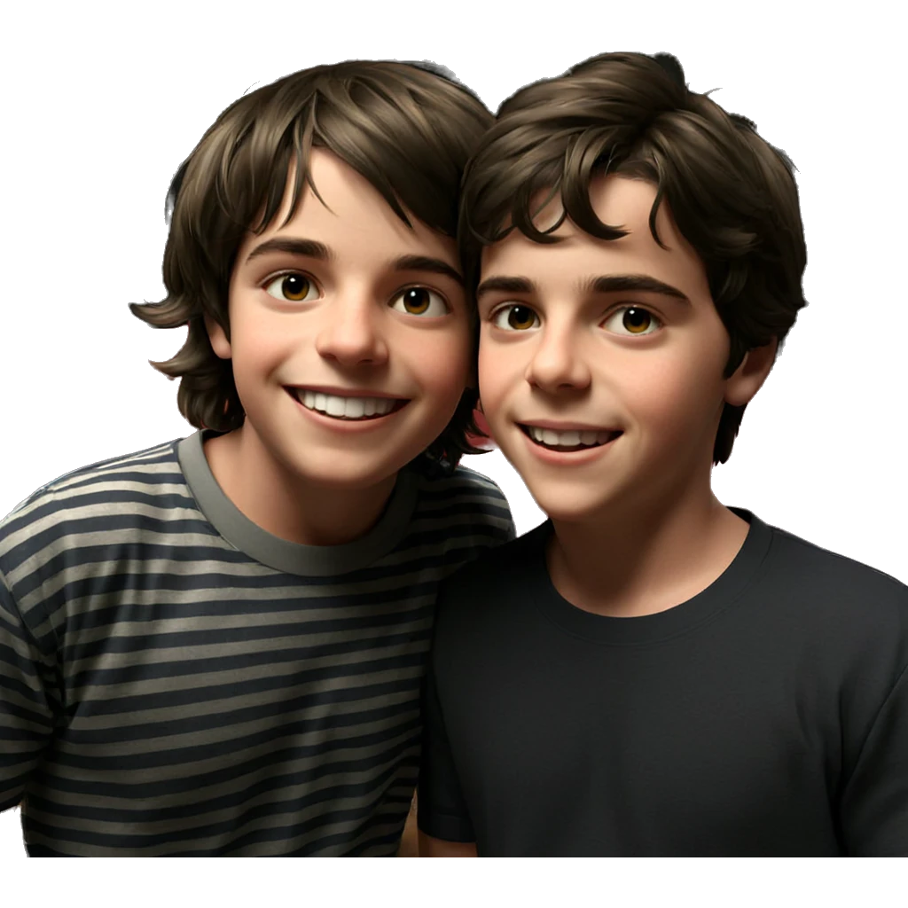 boys in striped shirts smiling emoji