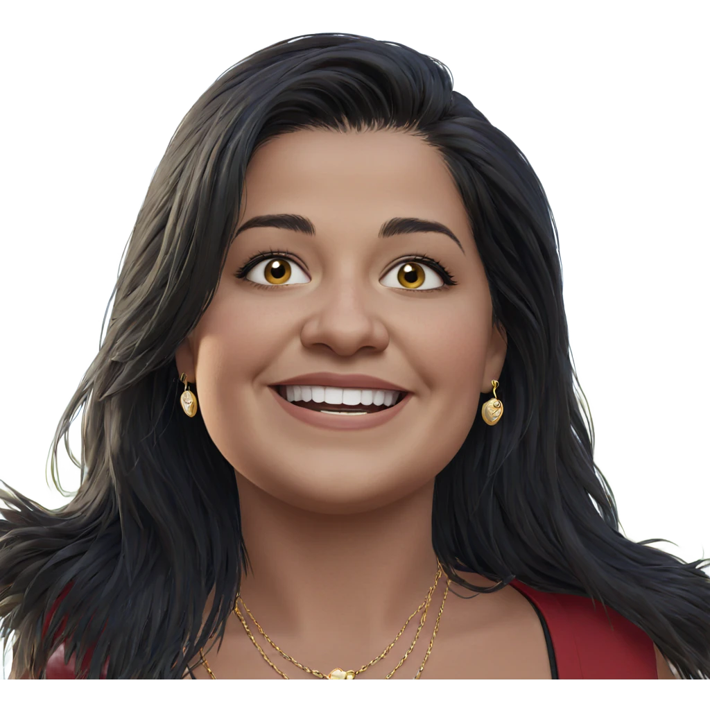 smiling girl outdoors with jewelry emoji