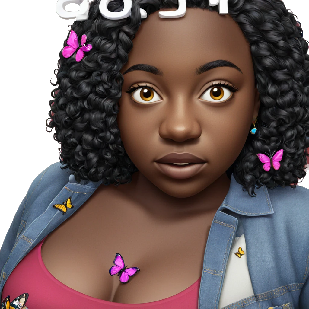 black girl with butterfly accent emoji