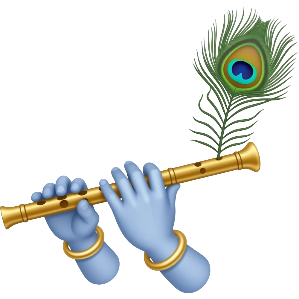 Make only the lord krishna flute with attachment of peacock feather emoji