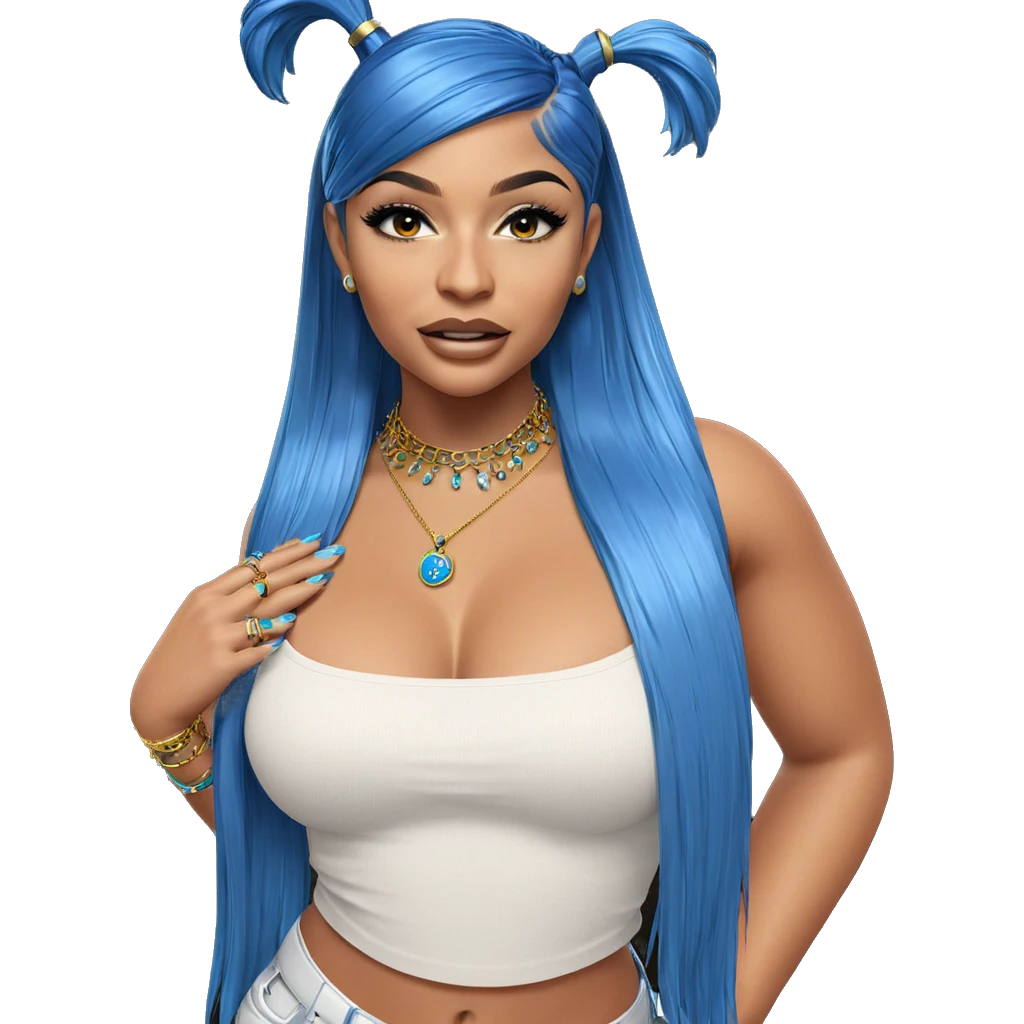 girl with blue hair jewelry emoji
