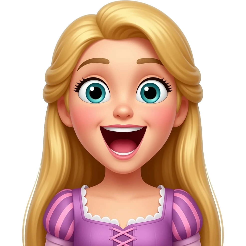 Rapunzel's mouth is open extremely wide. emoji