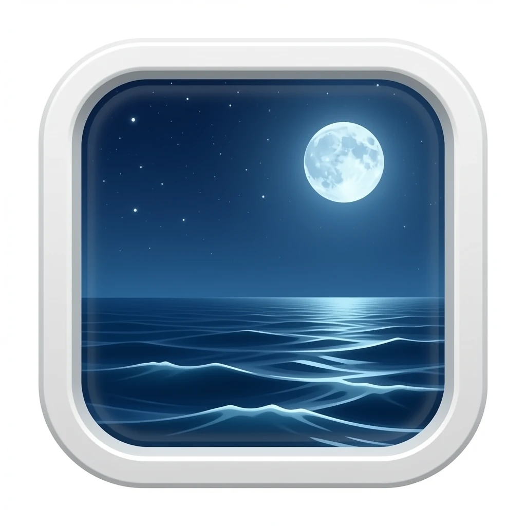 ship window with night ocean view emoji